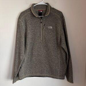 The North Face Men's Tan fleece quarter Zip-Up Sweater jacket size XL GUC Fall
